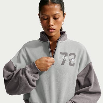 Nike Studio Fleece Medium Weight Women's Oversized 1/4-Zip Cropped